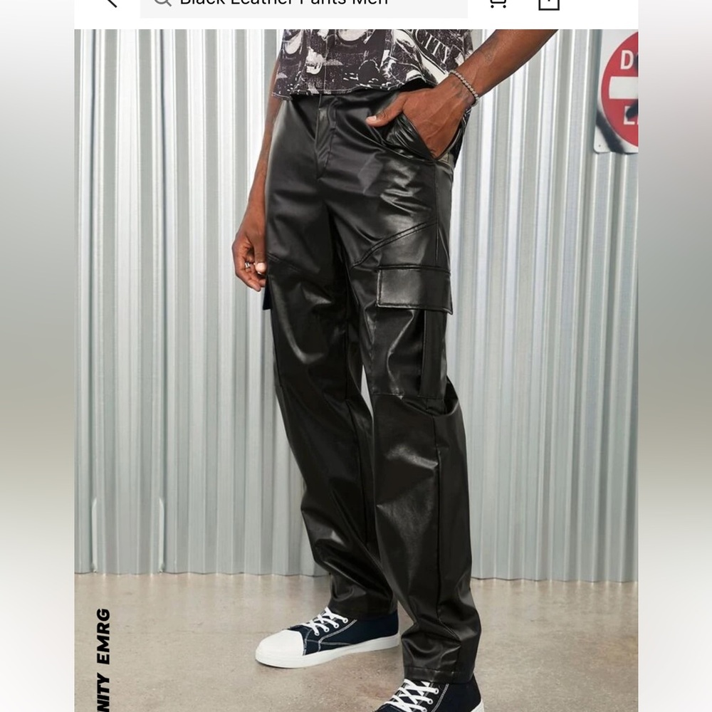 Black leather pants men